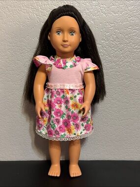 Our Generation 18 inch Doll in Pink Floral Dress